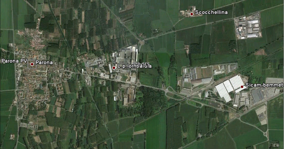 Mappa di Google di Parona (con area industriale)